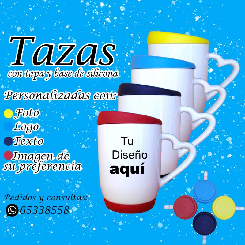 Taza para sublimación con base y tapa de silicona