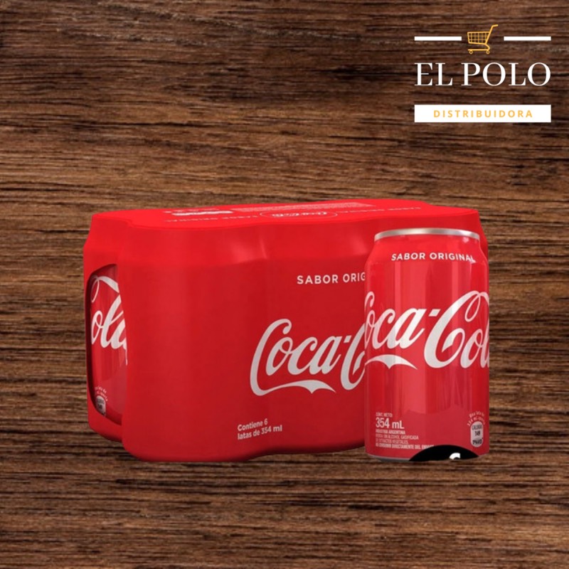 Coca Cola Lata 354ml Original Gaseosa Pack X6 Latas