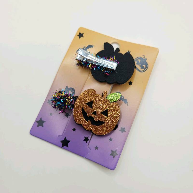2 pinzas para cabello calabaza hoja