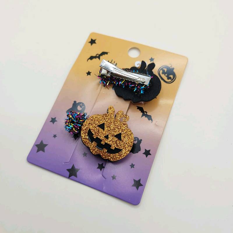 2 pinzas para cabello calabaza 
