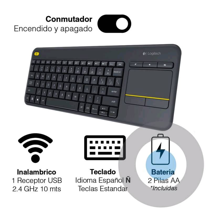 Teclado Inalámbrico Logitech K400 Plus Con Touchpad