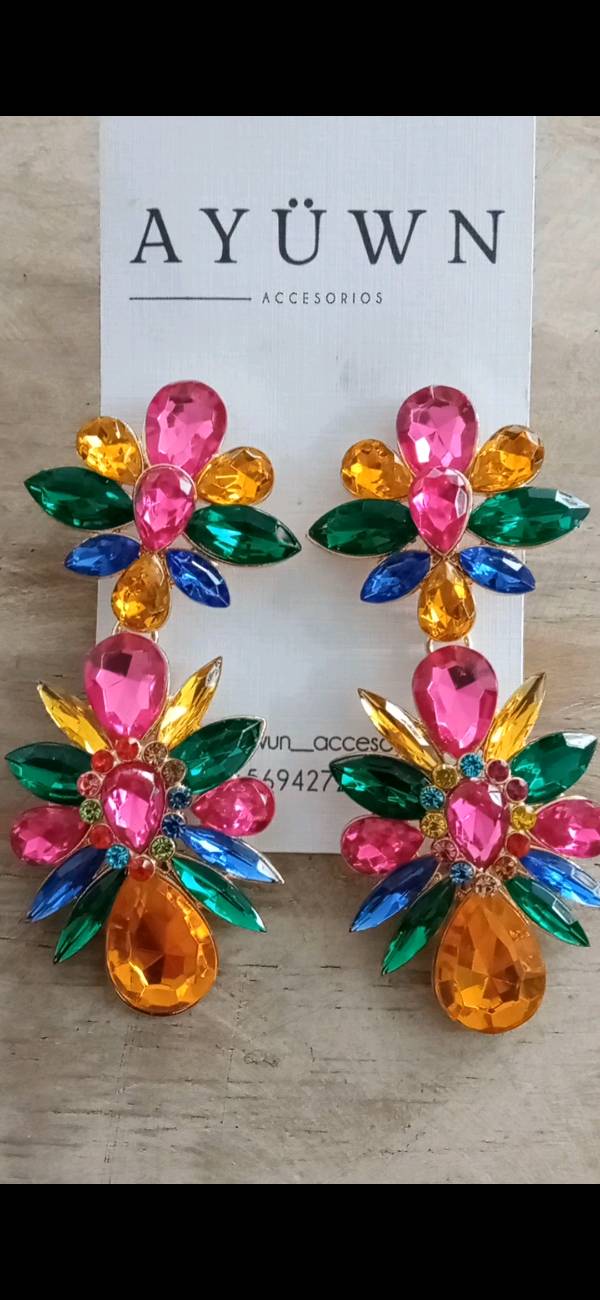 Aros Tropical Multicolor , Le Falta Una Piedra 