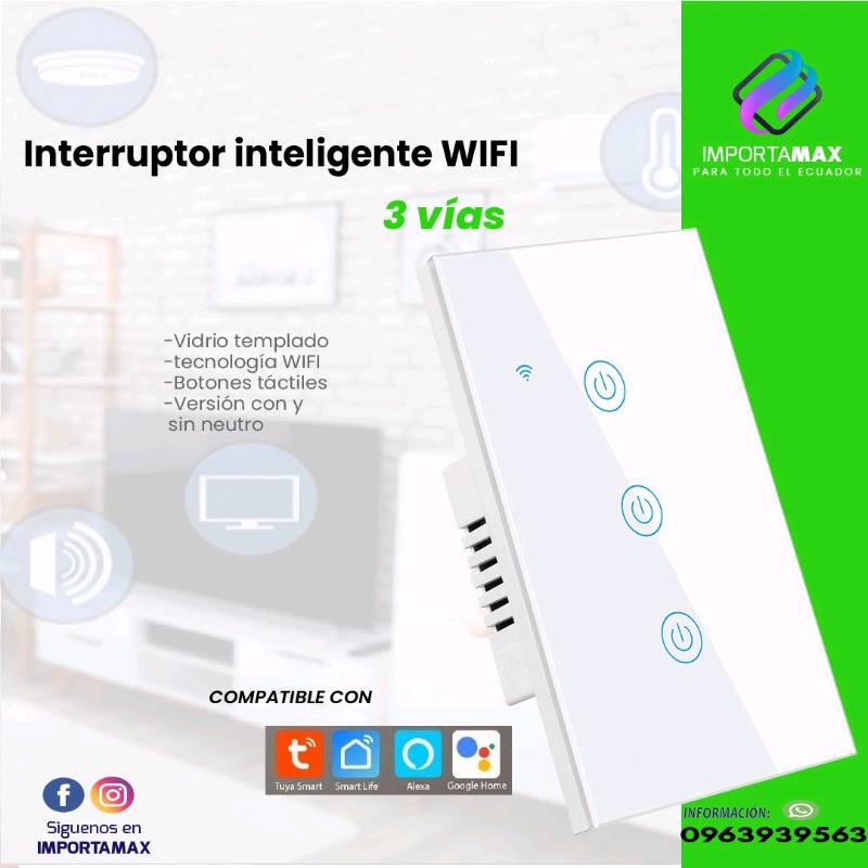 Switch Interruptor Wifi Sin Neutro Google Home 3 Vias