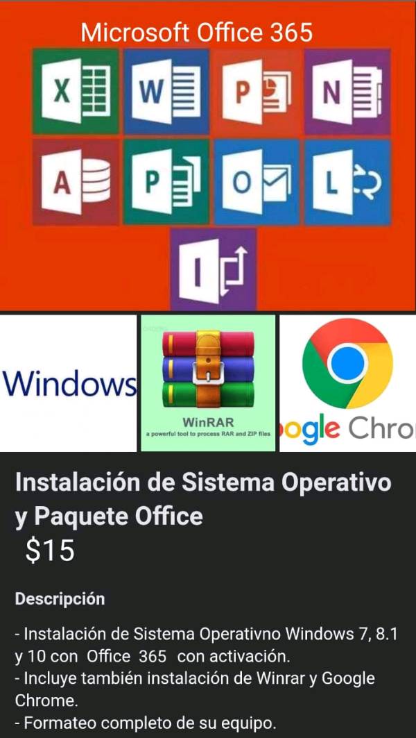 Instalacion de sistema operativo y paquete office