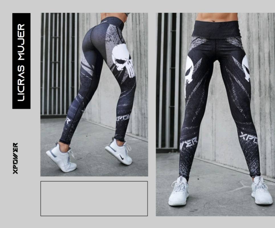 Licras (gris- calavera) sublimadas XPOWER en Caluma