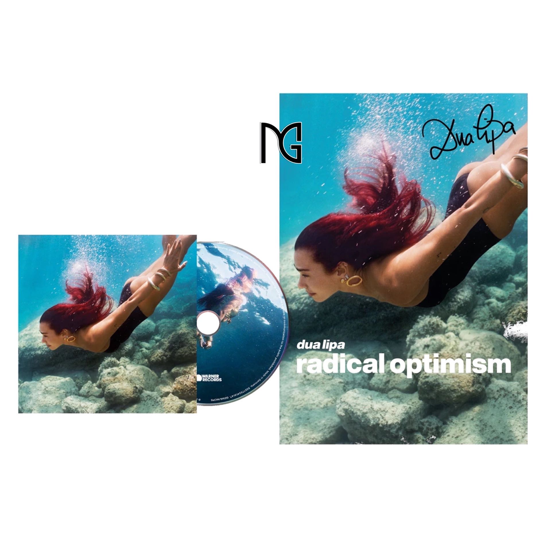 Pack Radical Optimism CD Edición Extendida más póster Autografiado Uk Dua Lipa