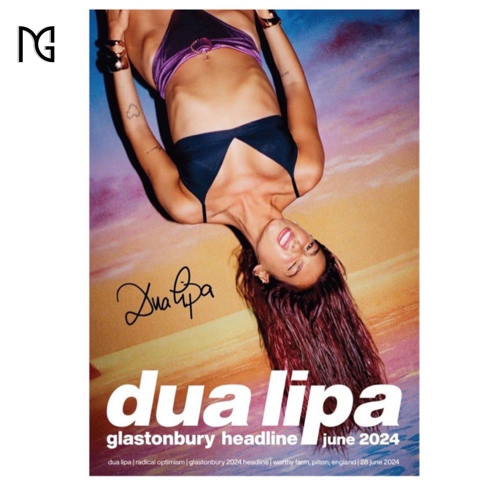Radical Optimism póster Autografiado Uk Dua Lipa