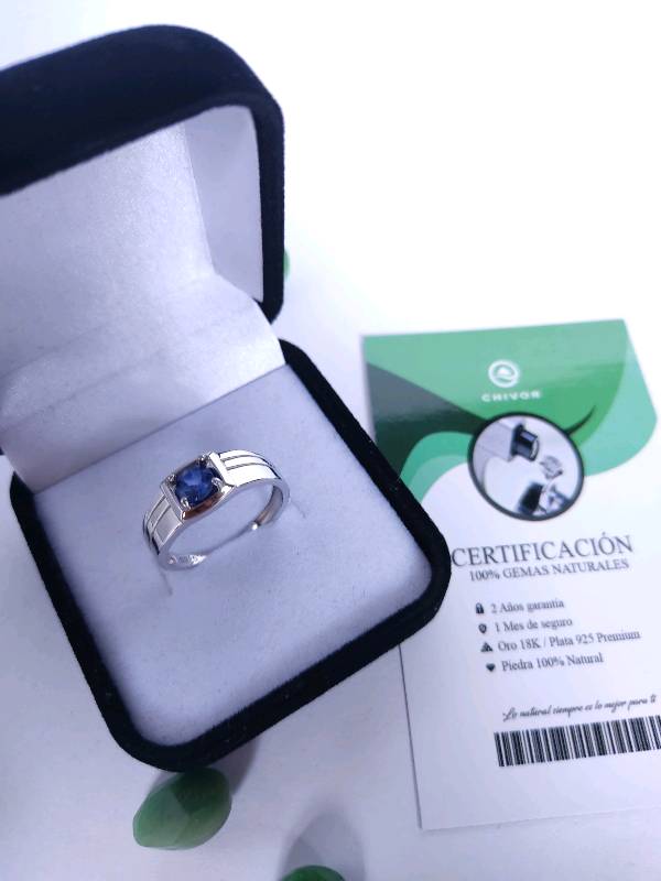 Anillo zafiro azul natural hombre exclusivo en Cali