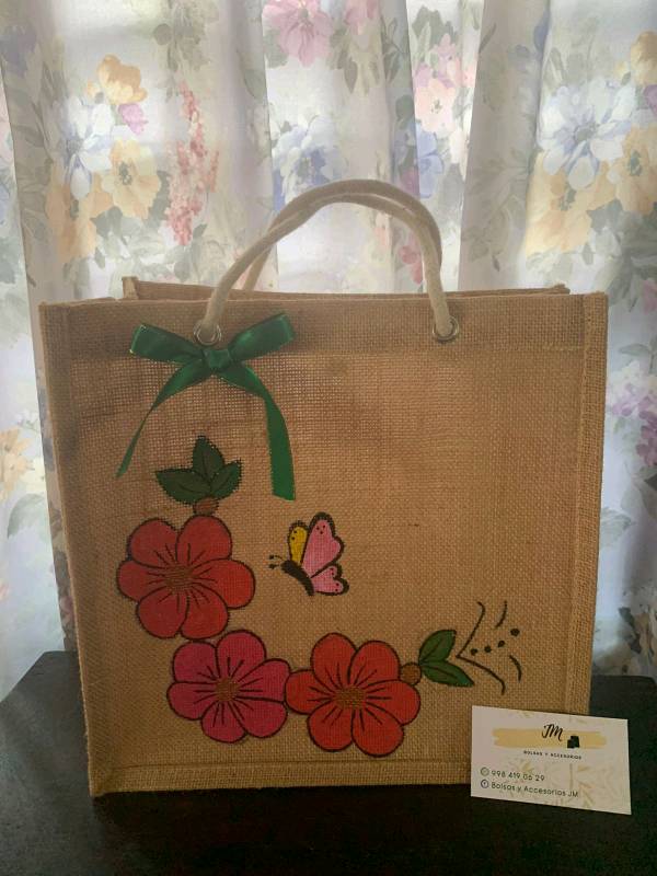 Bolsas de yute pintadas a mano cheap
