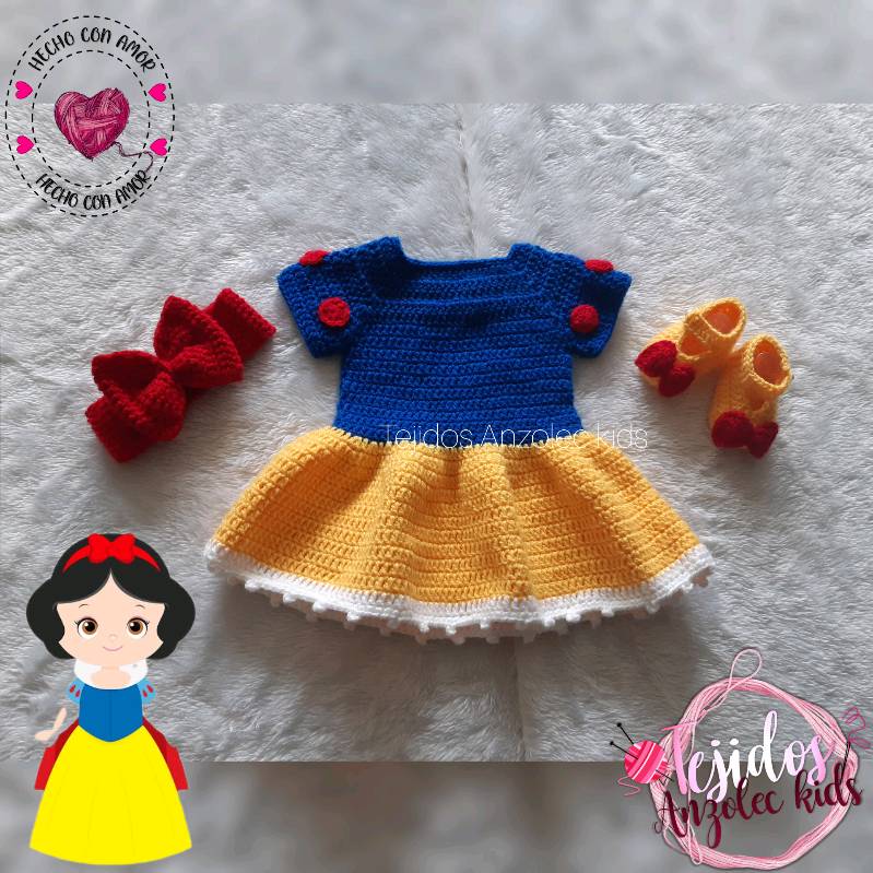 Vestido de sales blanca nieves tejido