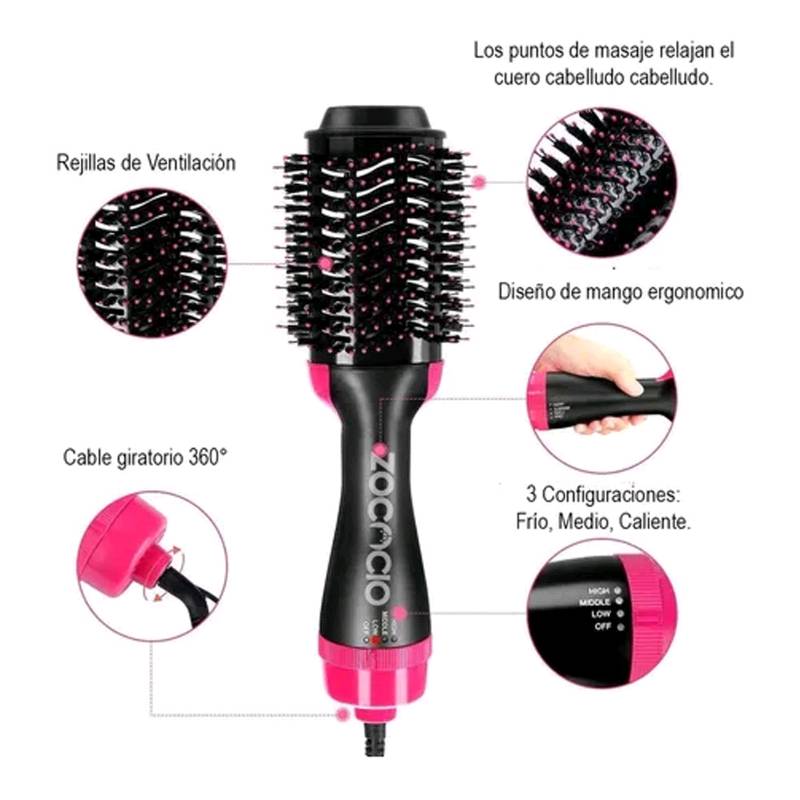 Plancha de pelo con cepillo giratorio sale