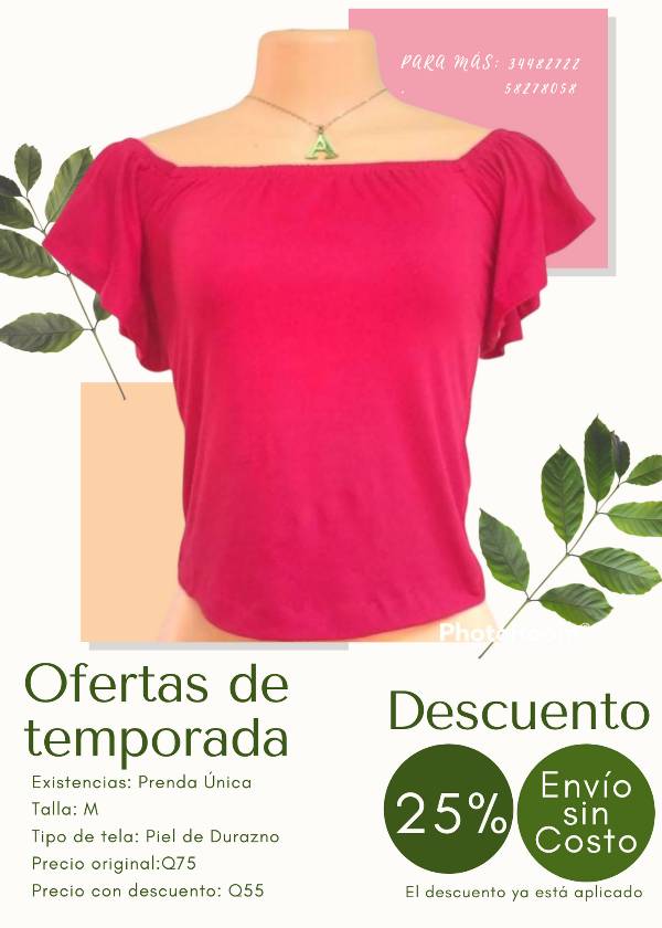 Blusa campesina roja para mujer