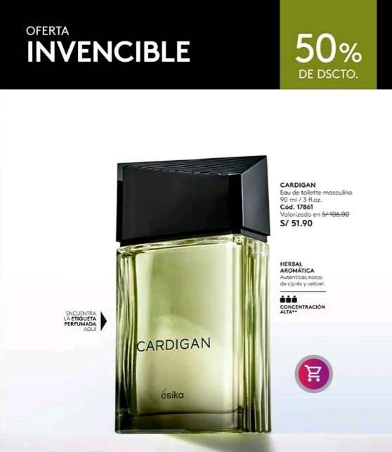 Perfume cardigan esika hot sale precio