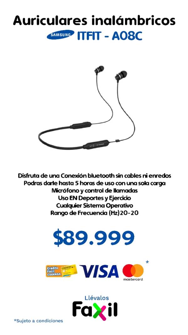 Samsung Auriculares Inalambricos Bluetooth ITFIT A08C en Bogota