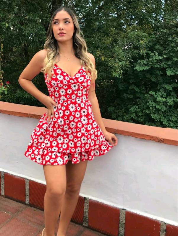 Vestidos en chalis cortos estampados cheap