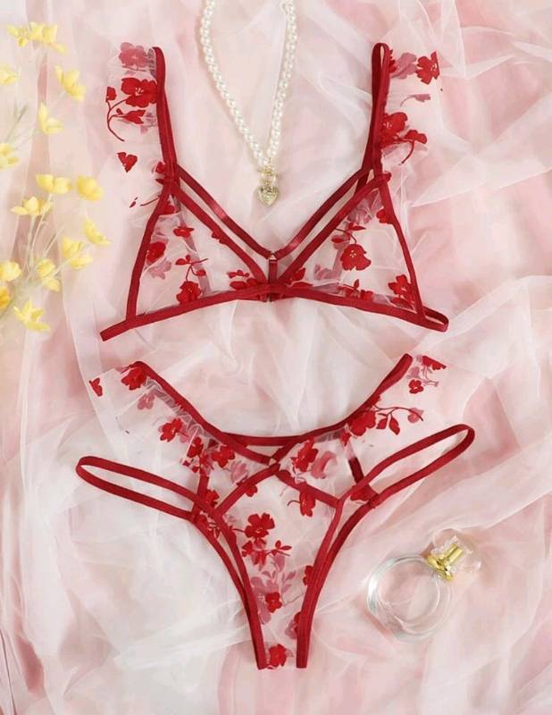Lenceria roja transparente sales