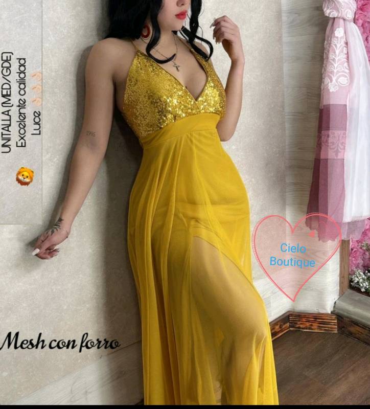 Vestidos de best sale gala color mostaza
