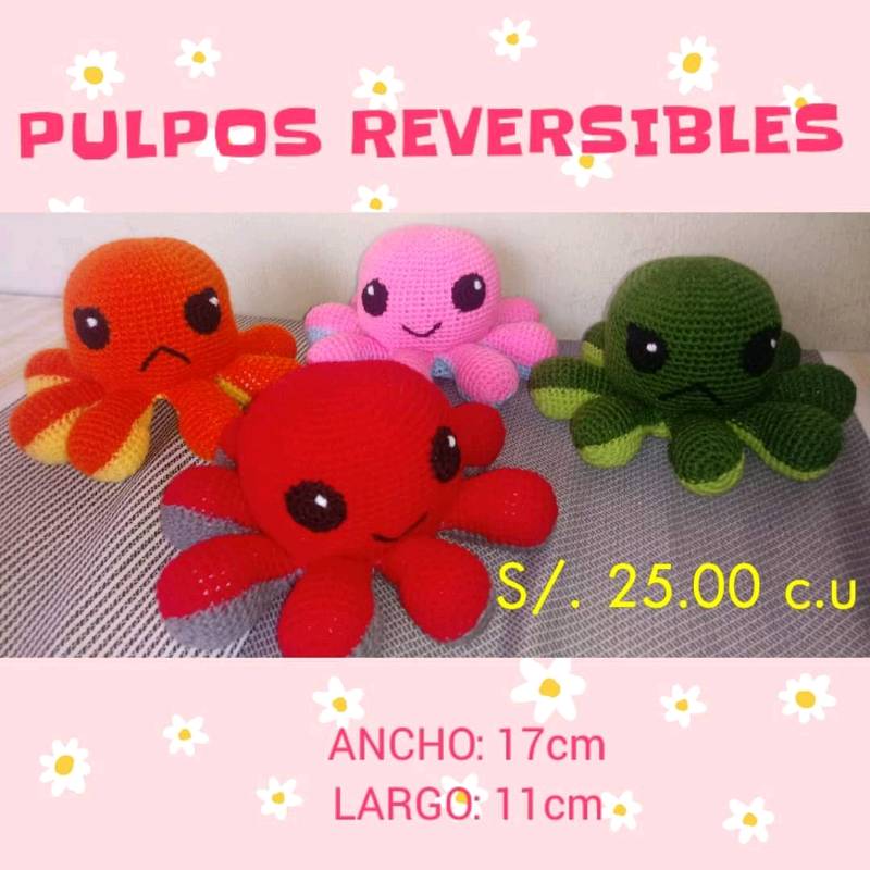 Pulpo reversible hotsell rosado y celeste