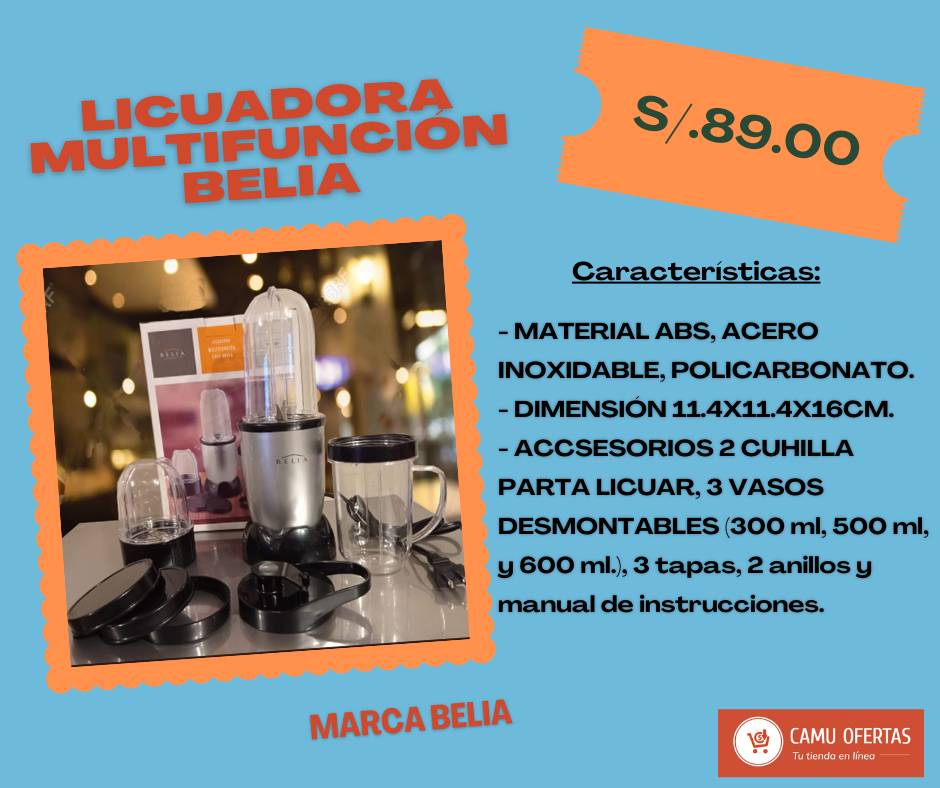 Licuadora multifuncional Marca Belia en Zumpango del Rio