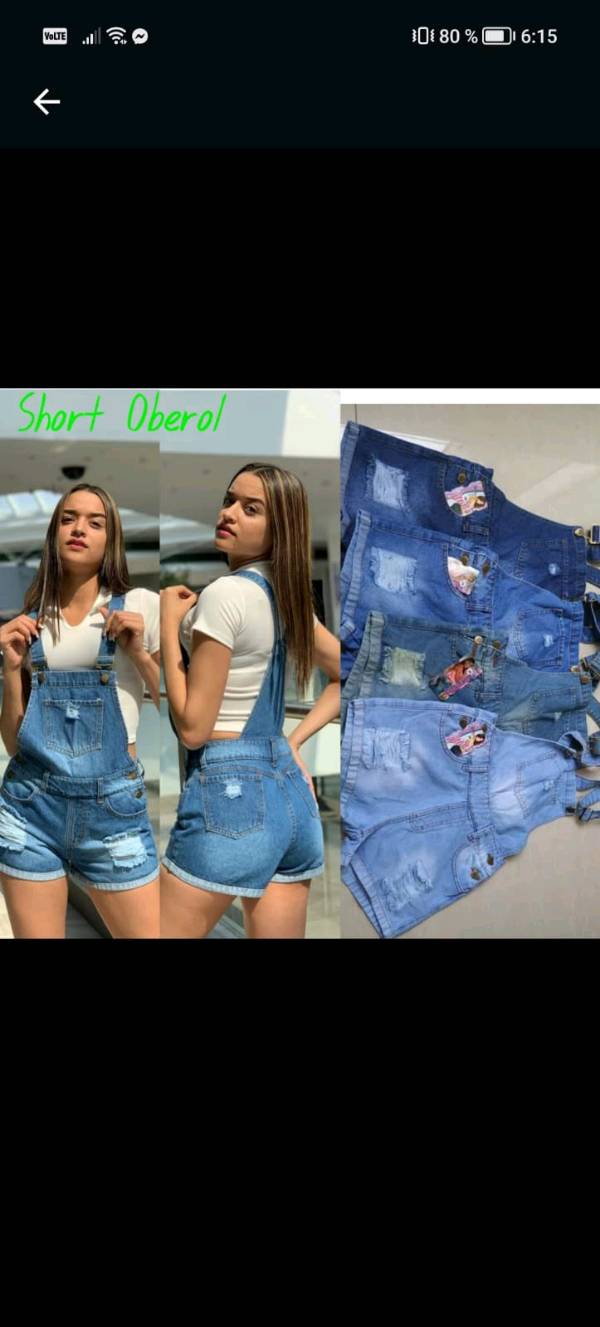 Overol jean sales short