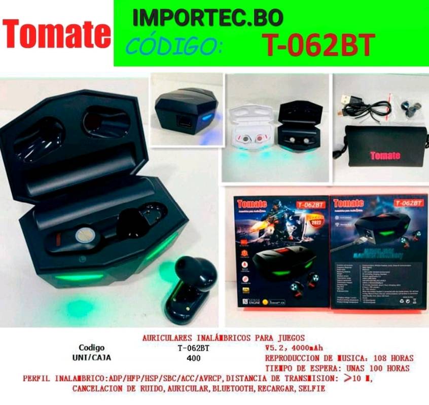 TO 062BT AUDIFONOS GAMER TOMATE en POTOSI BOLIVIA