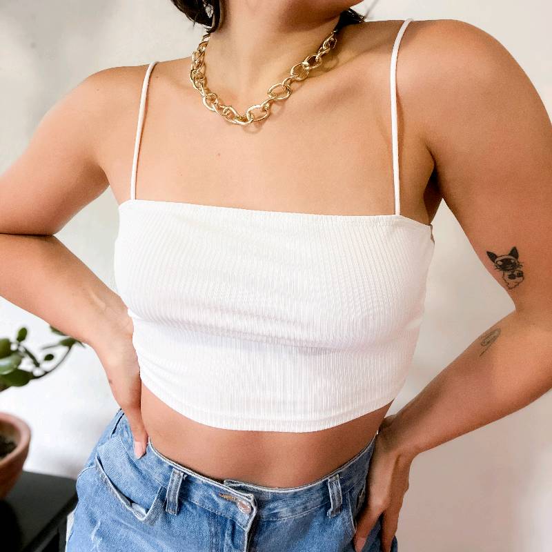 Top blanco de clearance tirantes