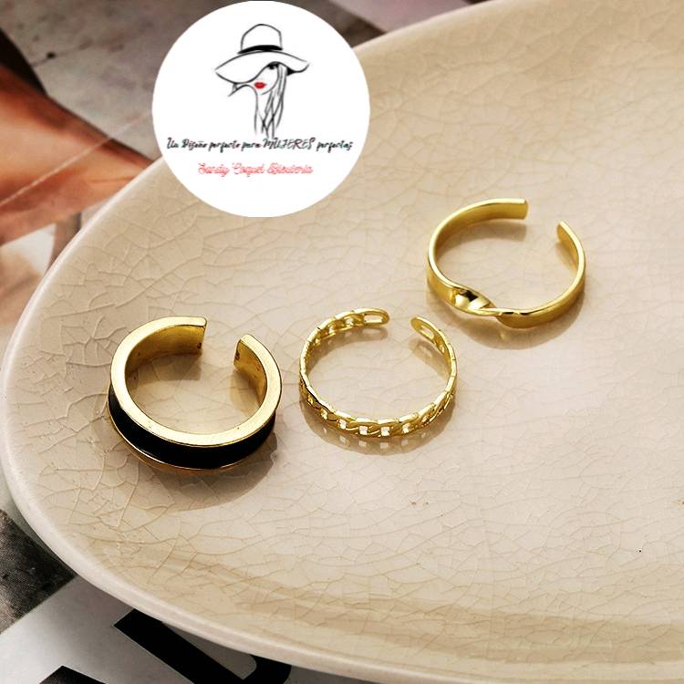 Anillo negro hot sale y dorado
