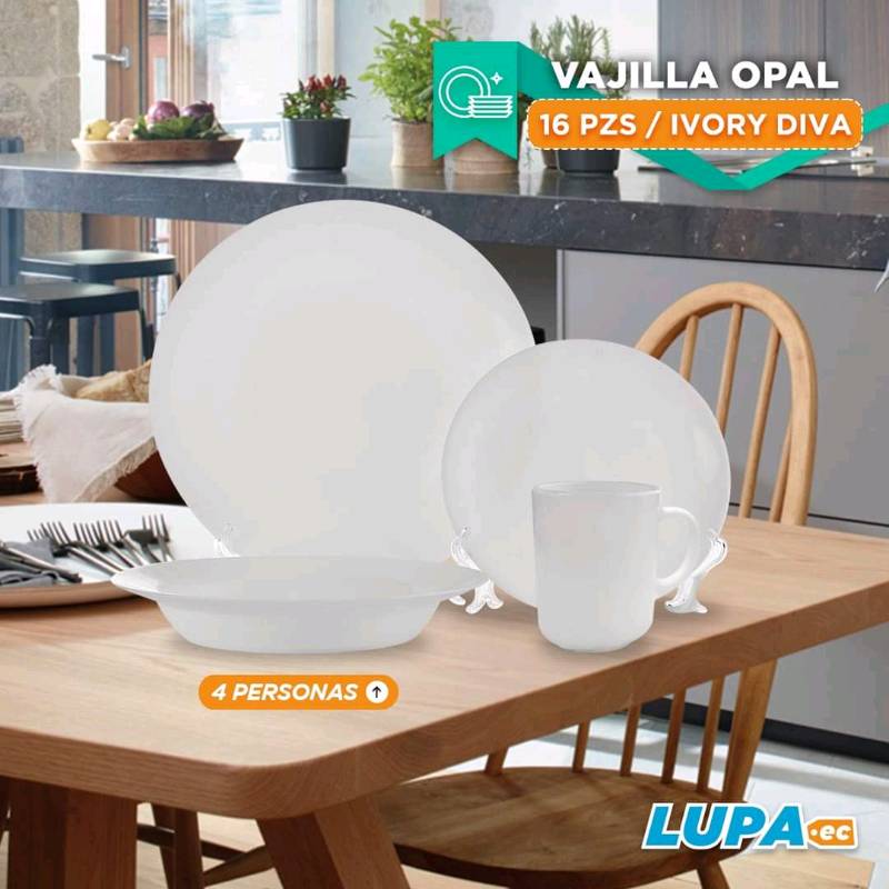 Vajilla luminarc vidrio opal sales 16 pzas