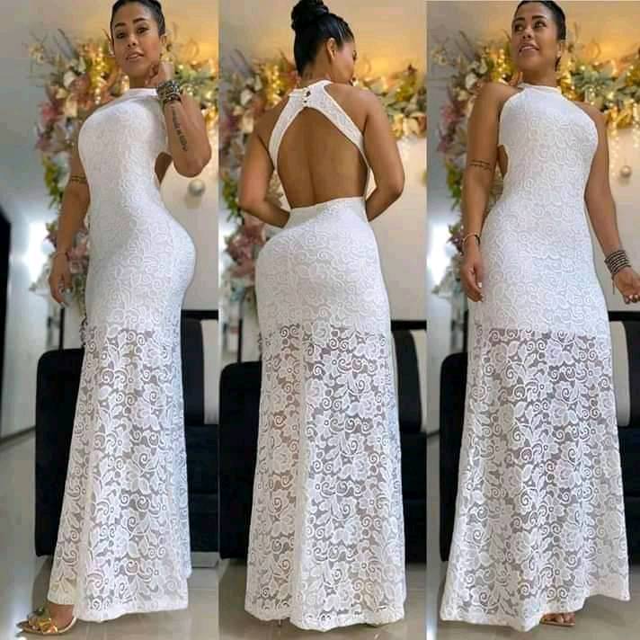 Vestidos elegantes 2025 en blonda largos