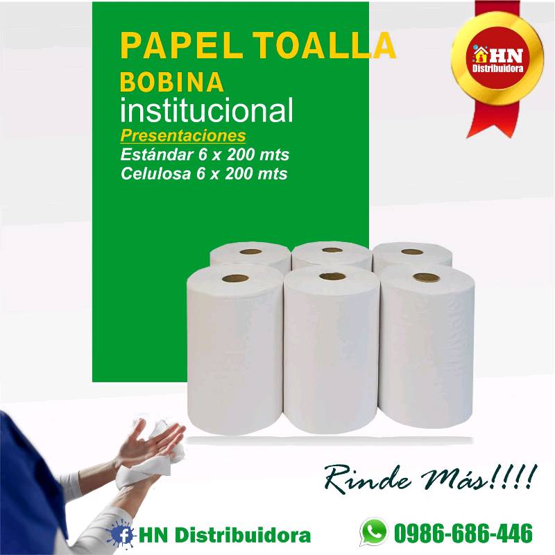 Papel toalla bobina Standar 6x200 mts en Ciudad del Este