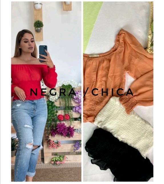 Blusa clearance campesina negra
