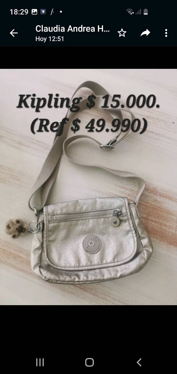 Bolso kipling plateado hot sale