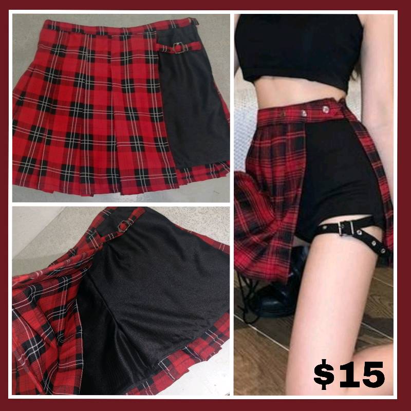 Falda online short cuadriculada