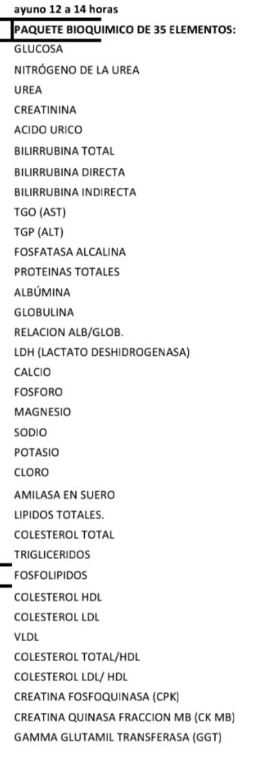 Perfil bioquímico 35 elementos en General Escobedo