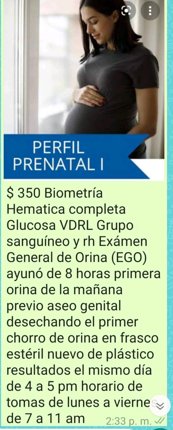Examen prenatal sales precio
