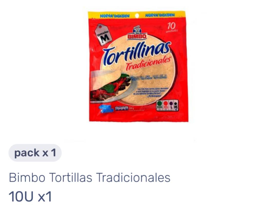 Tortillas Tradicionales Bimbo en Medellin