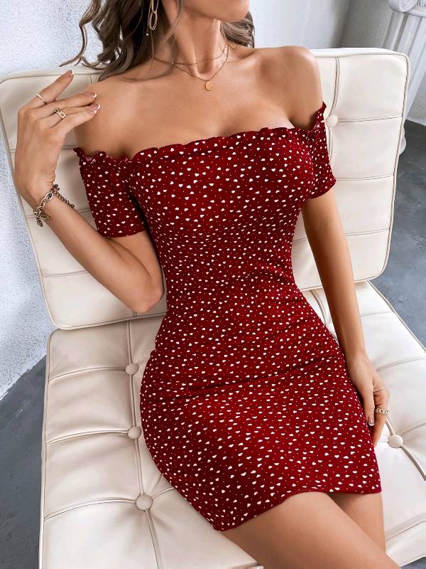 Vestido rojo con puntos blancos outlet