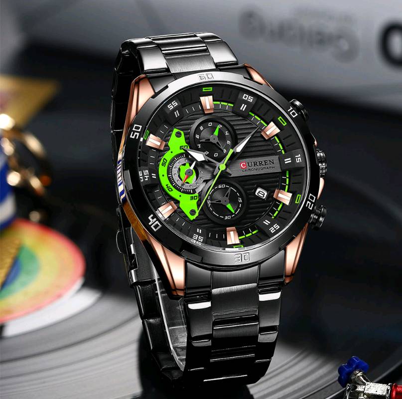 RELOJ CURREN BLACK BRONC GREEN