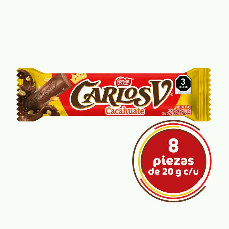 Chocolate Carlos V® con Cacahuate Tostado 8 piezas de 20g en Chimalhuacán