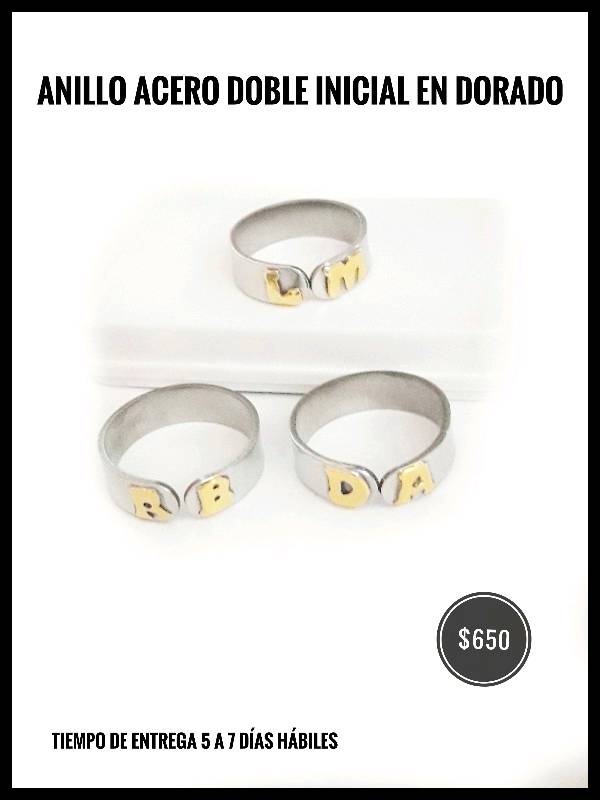 Anillos con iniciales de acero quirurgico best sale