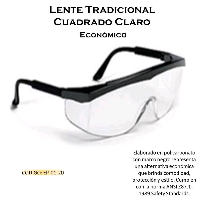 LENTES DE SEGURIDAD CUADRADO CLARO en Caracas