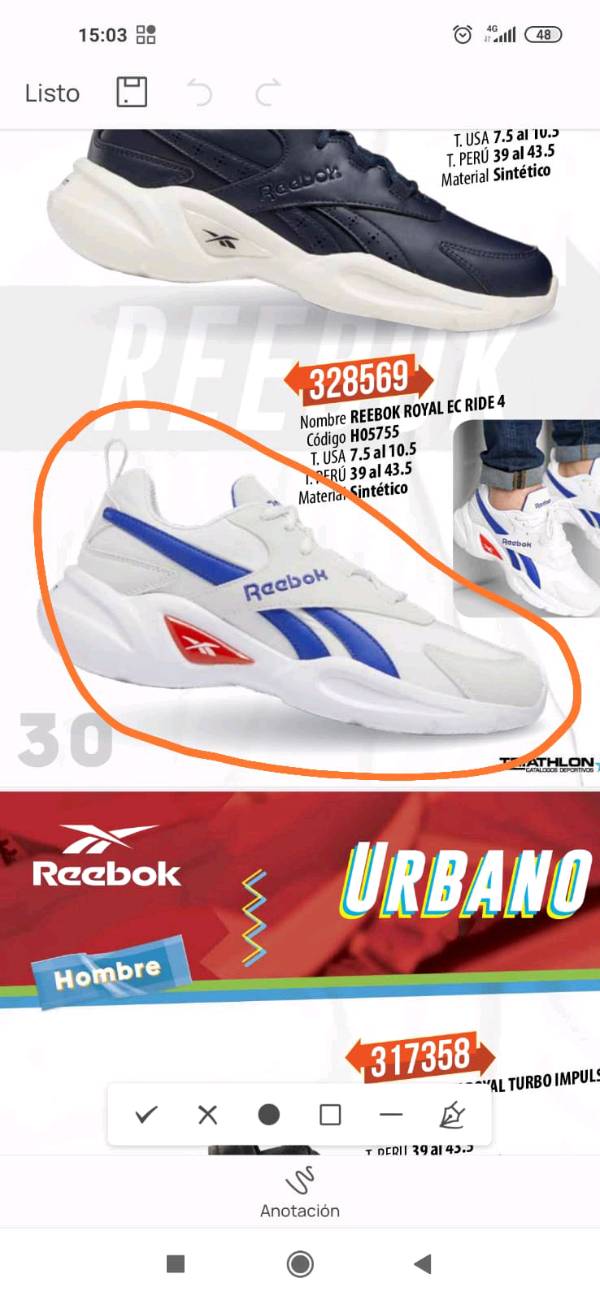 Zapatos de impuls reebok zapatillas top