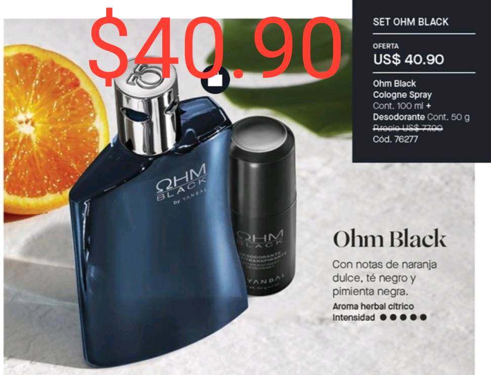 Locion ohm online black yanbal precio