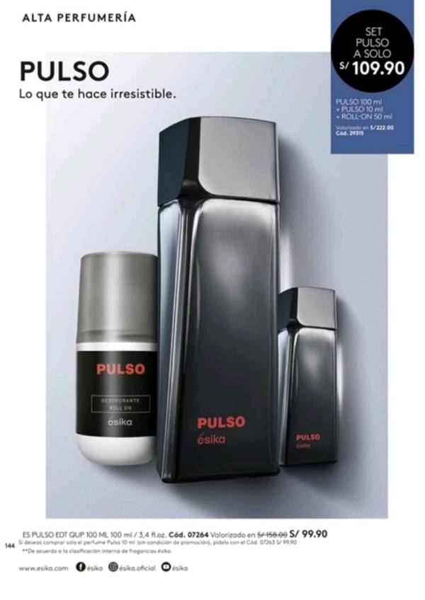 Precio perfume pulso online esika