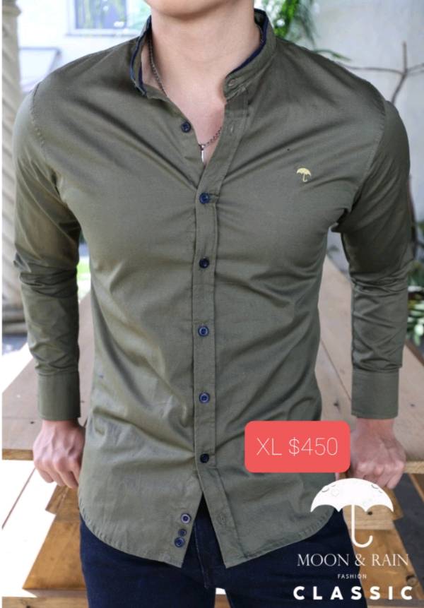 Camisa larga verde militar sales
