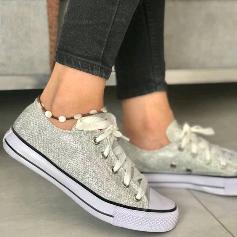 Zapatillas con glitter on sale plateadas