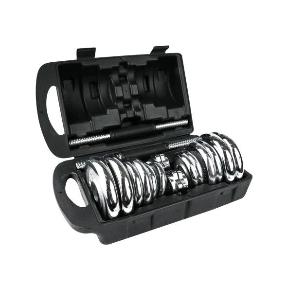 Mancuernas cromadas york best sale maletín set 20 kg