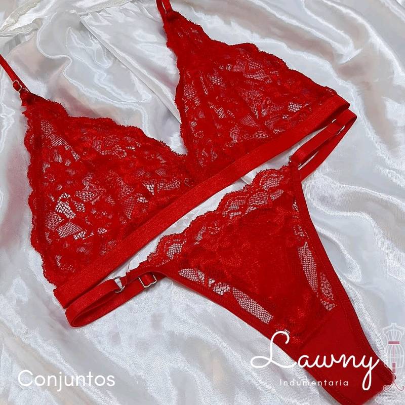 Conjunto encaje 2025 rojo