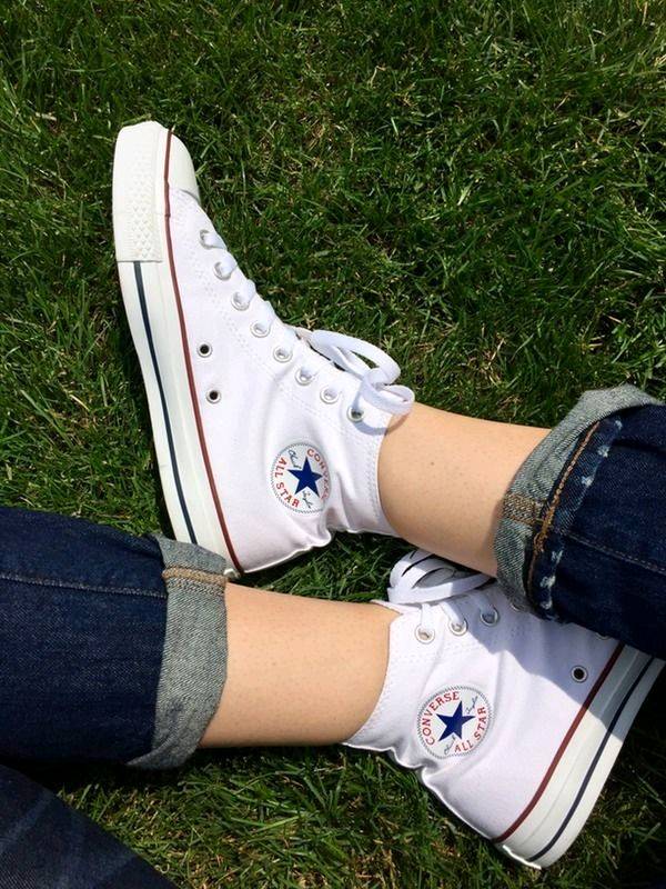 Converse blancas enteras con caña online
