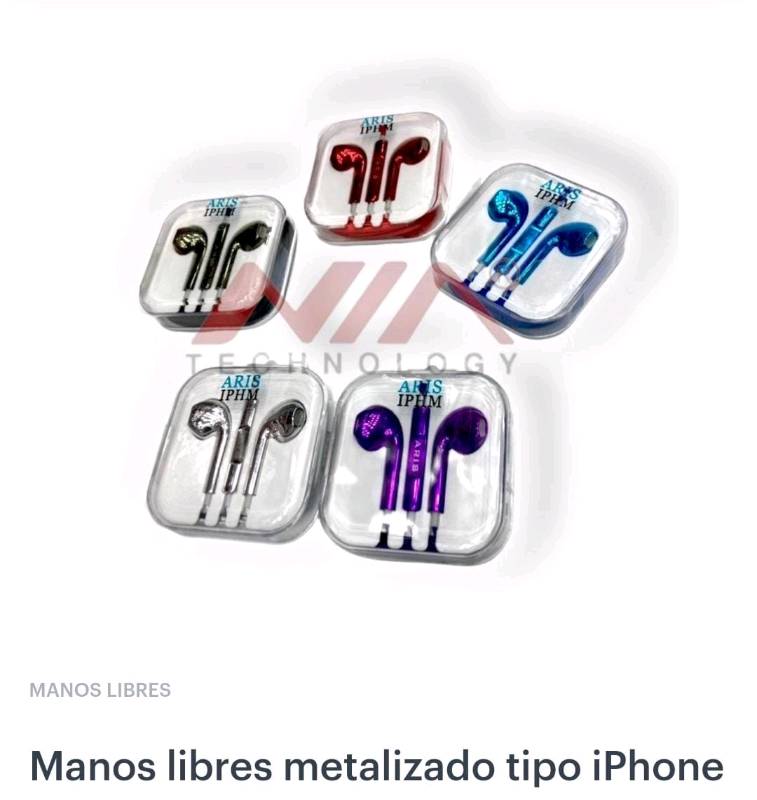 Manos libres tipo iPhone metalizado